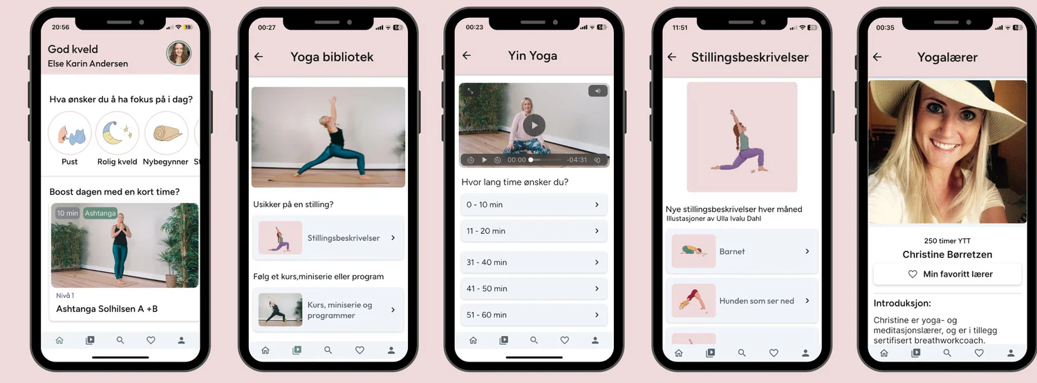 Yoga Norge app på mobiltelefoner